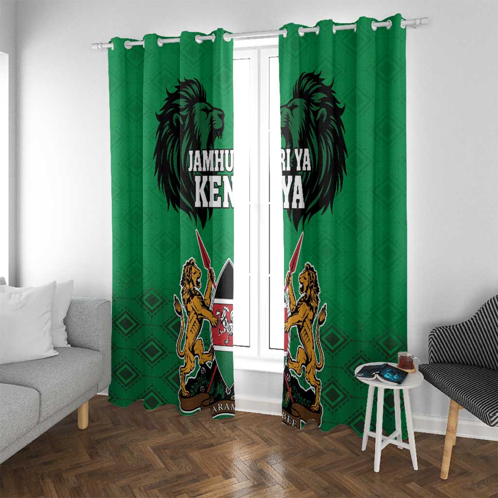 Kenya National Heroes Day Window Curtain Mashujaa With Lion Head And Coat Of Arms - Wonder Print Shop