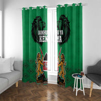 Kenya National Heroes Day Window Curtain Mashujaa With Lion Head And Coat Of Arms - Wonder Print Shop