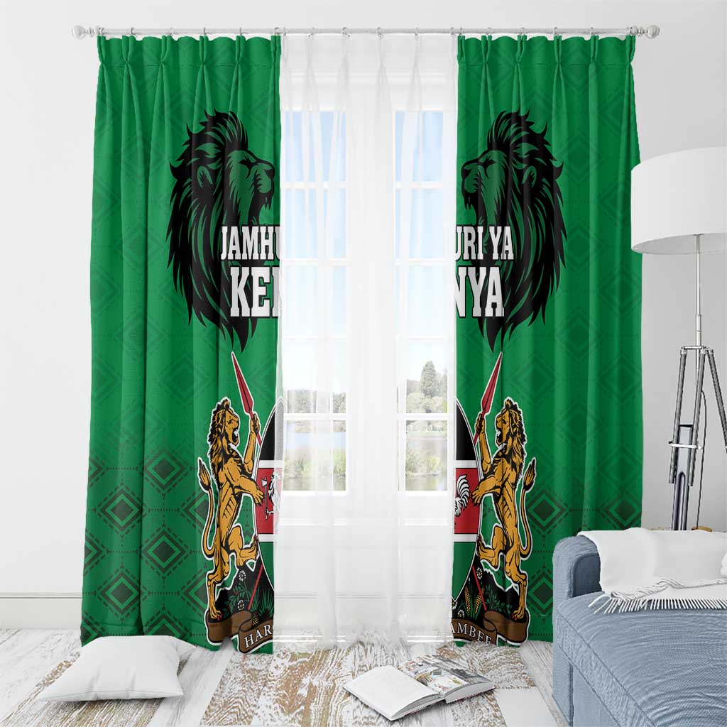 Kenya National Heroes Day Window Curtain Mashujaa With Lion Head And Coat Of Arms - Wonder Print Shop
