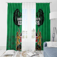 Kenya National Heroes Day Window Curtain Mashujaa With Lion Head And Coat Of Arms - Wonder Print Shop