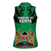Kenya National Heroes Day Women Sleeveless Polo Shirt Mashujaa With Lion Head And Coat Of Arms - Wonder Print Shop