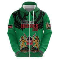 Kenya National Heroes Day Zip Hoodie Mashujaa With Lion Head And Coat Of Arms - Wonder Print Shop