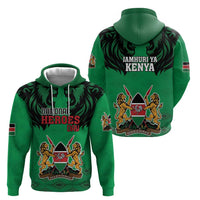 Kenya National Heroes Day Zip Hoodie Mashujaa With Lion Head And Coat Of Arms - Wonder Print Shop