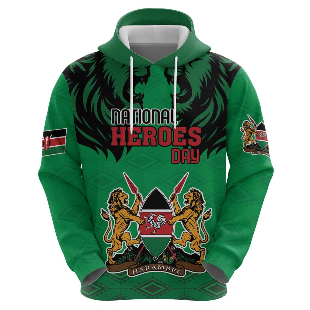 Kenya National Heroes Day Zip Hoodie Mashujaa With Lion Head And Coat Of Arms - Wonder Print Shop