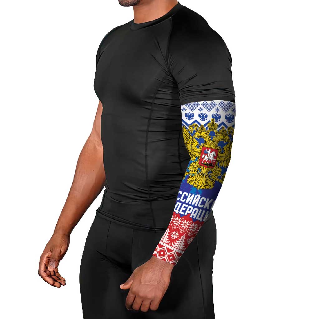 Russia Christmas Arm Sleeves Double Headed Eagle Christmas Patterns - Wonder Print Shop