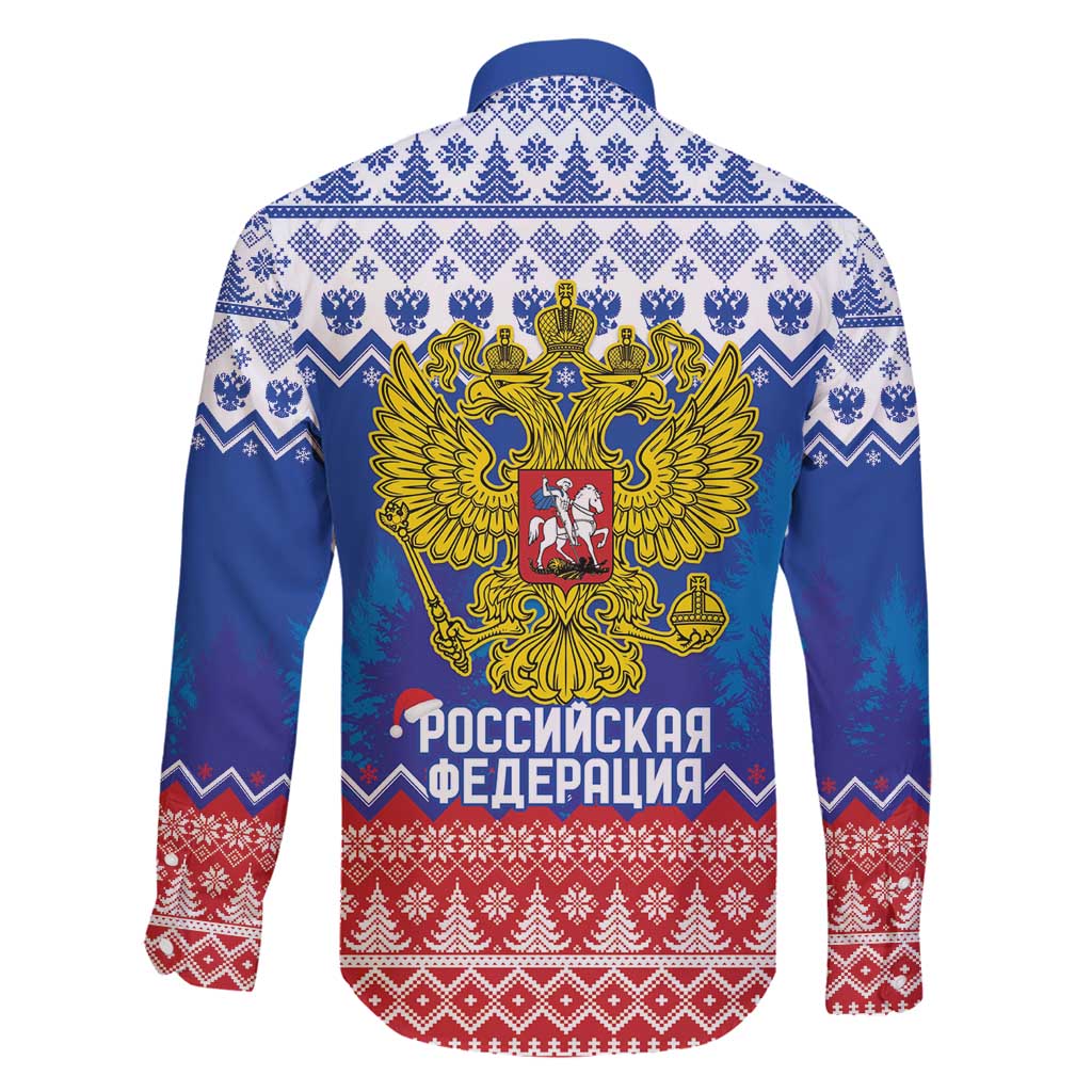 Russia Christmas Family Matching Long Sleeve Bodycon Dress and Hawaiian Shirt Double Headed Eagle Christmas Patterns - Wonder Print Shop