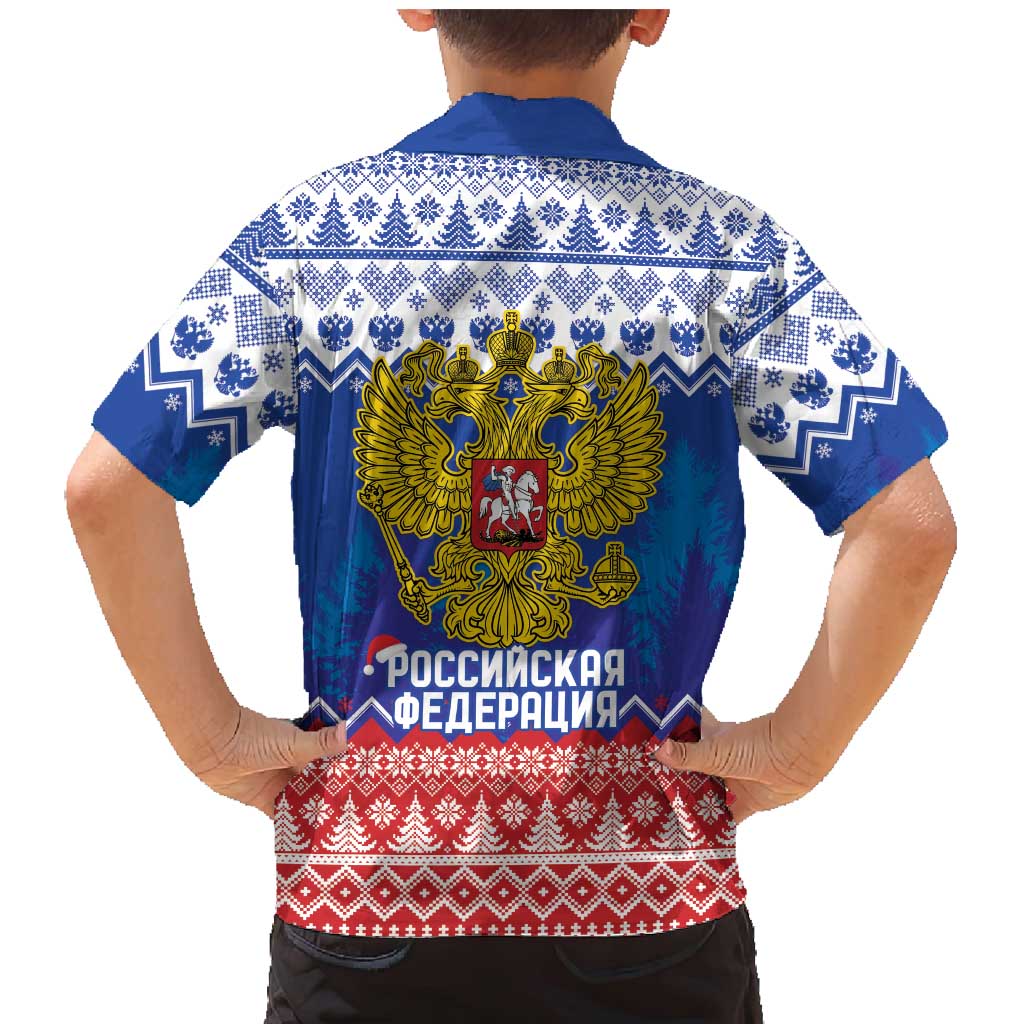 Russia Christmas Family Matching Mermaid Dress and Hawaiian Shirt Double Headed Eagle Christmas Patterns - Wonder Print Shop