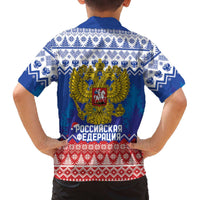 Russia Christmas Family Matching Off The Shoulder Long Sleeve Dress and Hawaiian Shirt Double Headed Eagle Christmas Patterns - Wonder Print Shop