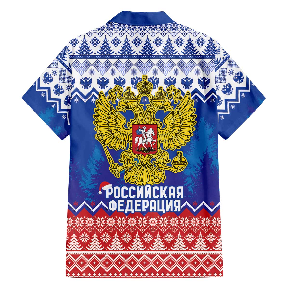 Russia Christmas Family Matching Off The Shoulder Long Sleeve Dress and Hawaiian Shirt Double Headed Eagle Christmas Patterns - Wonder Print Shop