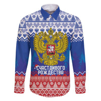 Russia Christmas Family Matching Off The Shoulder Long Sleeve Dress and Hawaiian Shirt Double Headed Eagle Christmas Patterns - Wonder Print Shop