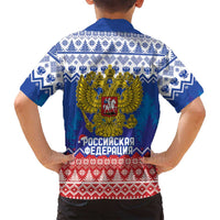 Russia Christmas Family Matching Puletasi and Hawaiian Shirt Double Headed Eagle Christmas Patterns - Wonder Print Shop