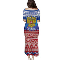 Russia Christmas Family Matching Puletasi and Hawaiian Shirt Double Headed Eagle Christmas Patterns - Wonder Print Shop