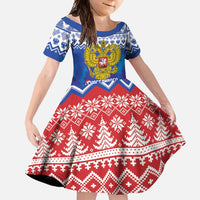 Russia Christmas Family Matching Summer Maxi Dress and Hawaiian Shirt Double Headed Eagle Christmas Patterns - Wonder Print Shop