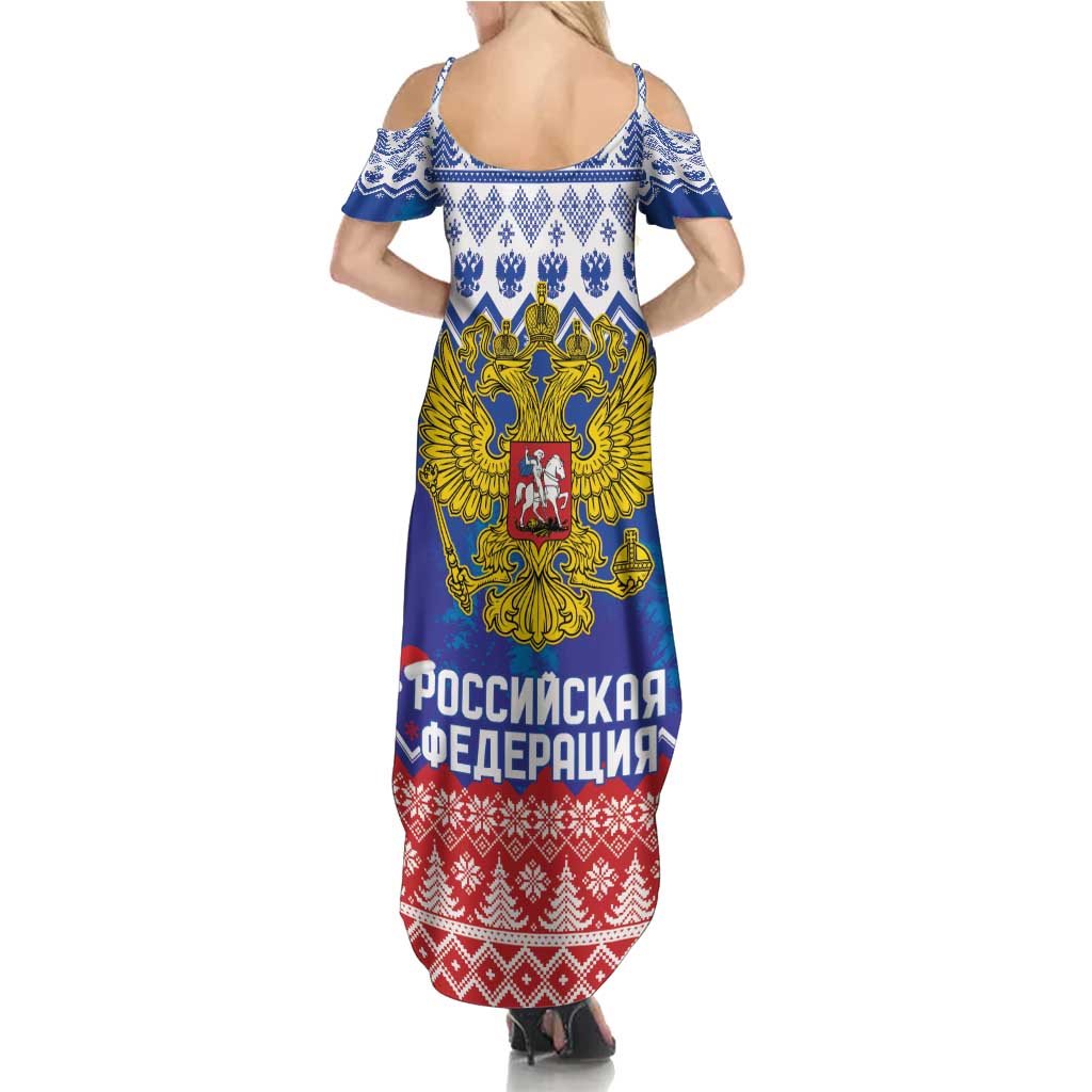 Russia Christmas Family Matching Summer Maxi Dress and Hawaiian Shirt Double Headed Eagle Christmas Patterns - Wonder Print Shop