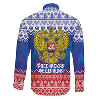 Russia Christmas Family Matching Tank Maxi Dress and Hawaiian Shirt Double Headed Eagle Christmas Patterns - Wonder Print Shop