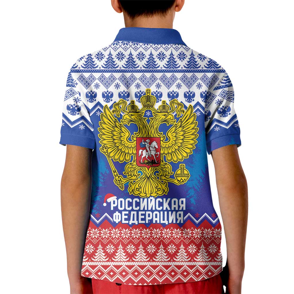 Russia Christmas Kid Polo Shirt Double Headed Eagle Christmas Patterns - Wonder Print Shop