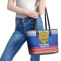 Russia Christmas Leather Tote Bag Double Headed Eagle Christmas Patterns - Wonder Print Shop