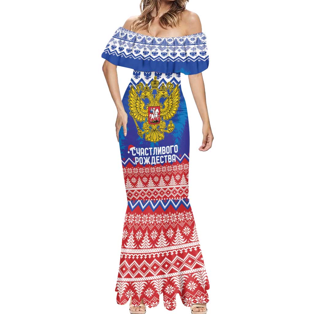 Russia Christmas Mermaid Dress Double Headed Eagle Christmas Patterns - Wonder Print Shop