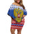 Russia Christmas Off Shoulder Short Dress Double Headed Eagle Christmas Patterns - Wonder Print Shop