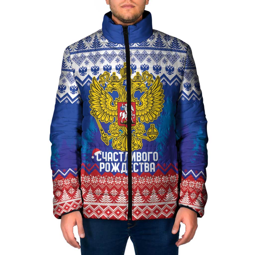 Russia Christmas Padded Jacket Double Headed Eagle Christmas Patterns - Wonder Print Shop