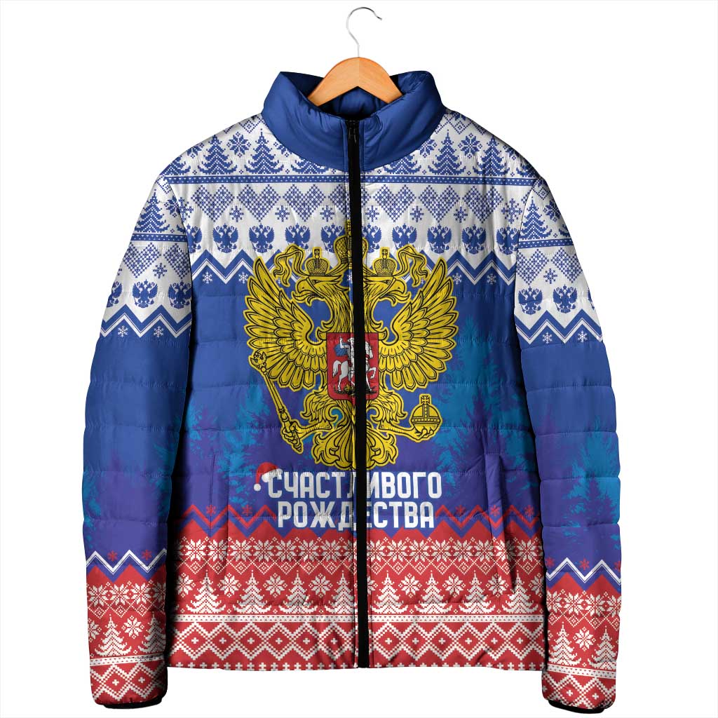 Russia Christmas Padded Jacket Double Headed Eagle Christmas Patterns - Wonder Print Shop