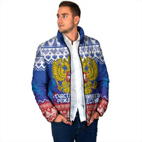 Russia Christmas Padded Jacket Double Headed Eagle Christmas Patterns - Wonder Print Shop