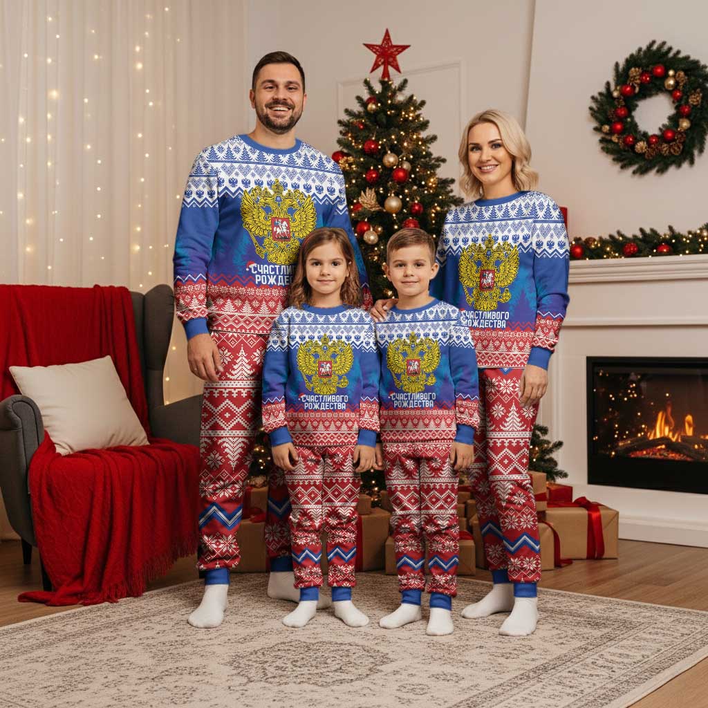 Russia Christmas Pajama Set Double Headed Eagle Christmas Patterns - Wonder Print Shop