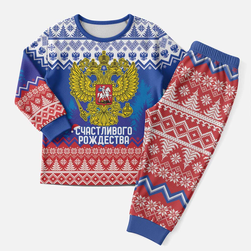 Russia Christmas Pajama Set Double Headed Eagle Christmas Patterns - Wonder Print Shop