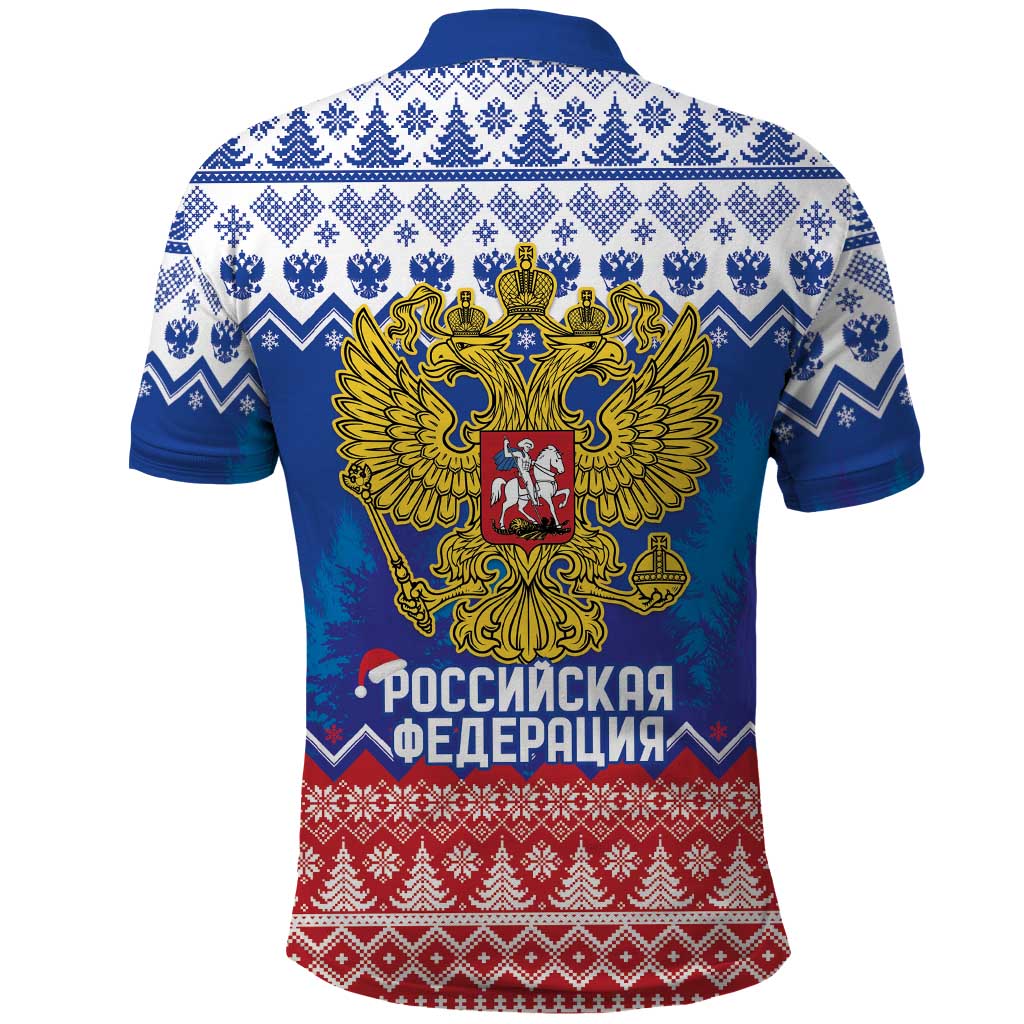 Russia Christmas Polo Shirt Double Headed Eagle Christmas Patterns - Wonder Print Shop