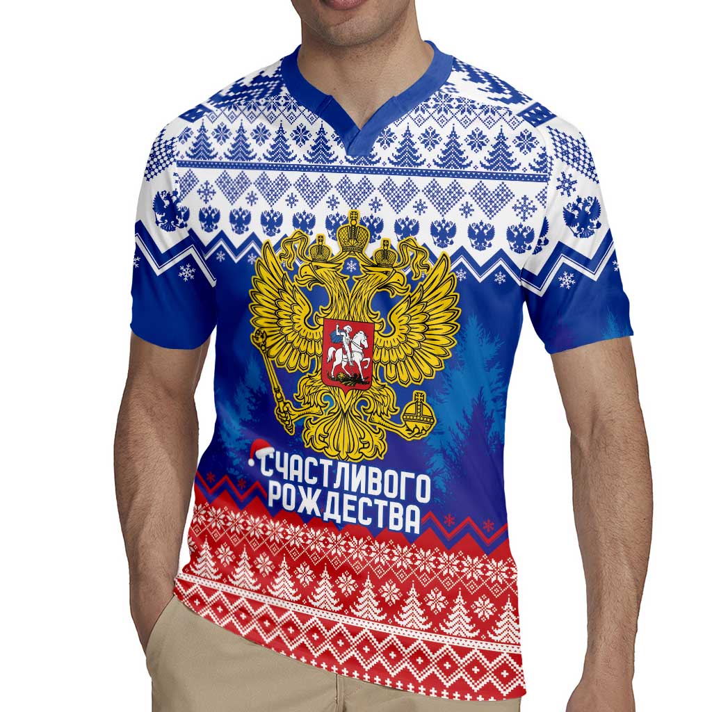 Russia Christmas Rugby Jersey Double Headed Eagle Christmas Patterns - Wonder Print Shop