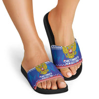 Russia Christmas Slide Sandals Double Headed Eagle Christmas Patterns - Wonder Print Shop