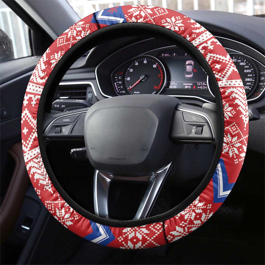 Russia Christmas Steering Wheel Cover Double Headed Eagle Christmas Patterns - Wonder Print Shop