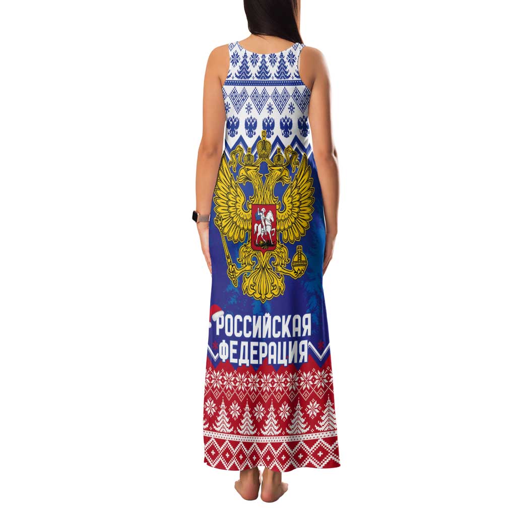 Russia Christmas Tank Maxi Dress Double Headed Eagle Christmas Patterns - Wonder Print Shop
