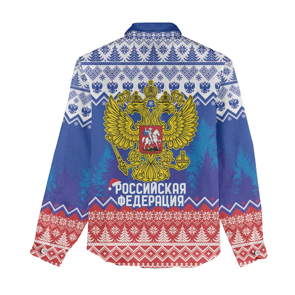 Russia Christmas Women Casual Shirt Double Headed Eagle Christmas Patterns - Wonder Print Shop