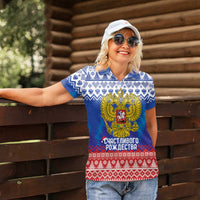 Russia Christmas Women Polo Shirt Double Headed Eagle Christmas Patterns - Wonder Print Shop
