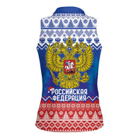 Russia Christmas Women Sleeveless Polo Shirt Double Headed Eagle Christmas Patterns - Wonder Print Shop
