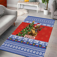 Russia Christmas Area Rug Brown Bear Playing Balalaika - Wonder Print Shop