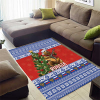 Russia Christmas Area Rug Brown Bear Playing Balalaika - Wonder Print Shop