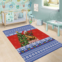 Russia Christmas Area Rug Brown Bear Playing Balalaika - Wonder Print Shop