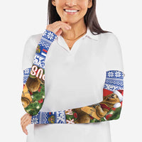 Russia Christmas Arm Sleeves Brown Bear Playing Balalaika - Wonder Print Shop