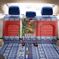 Russia Christmas Back Car Seat Cover Brown Bear Playing Balalaika - Wonder Print Shop