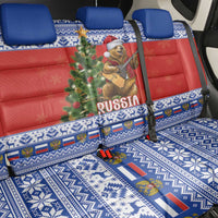 Russia Christmas Back Car Seat Cover Brown Bear Playing Balalaika - Wonder Print Shop