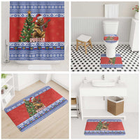 Russia Christmas Bathroom Set Brown Bear Playing Balalaika - Wonder Print Shop