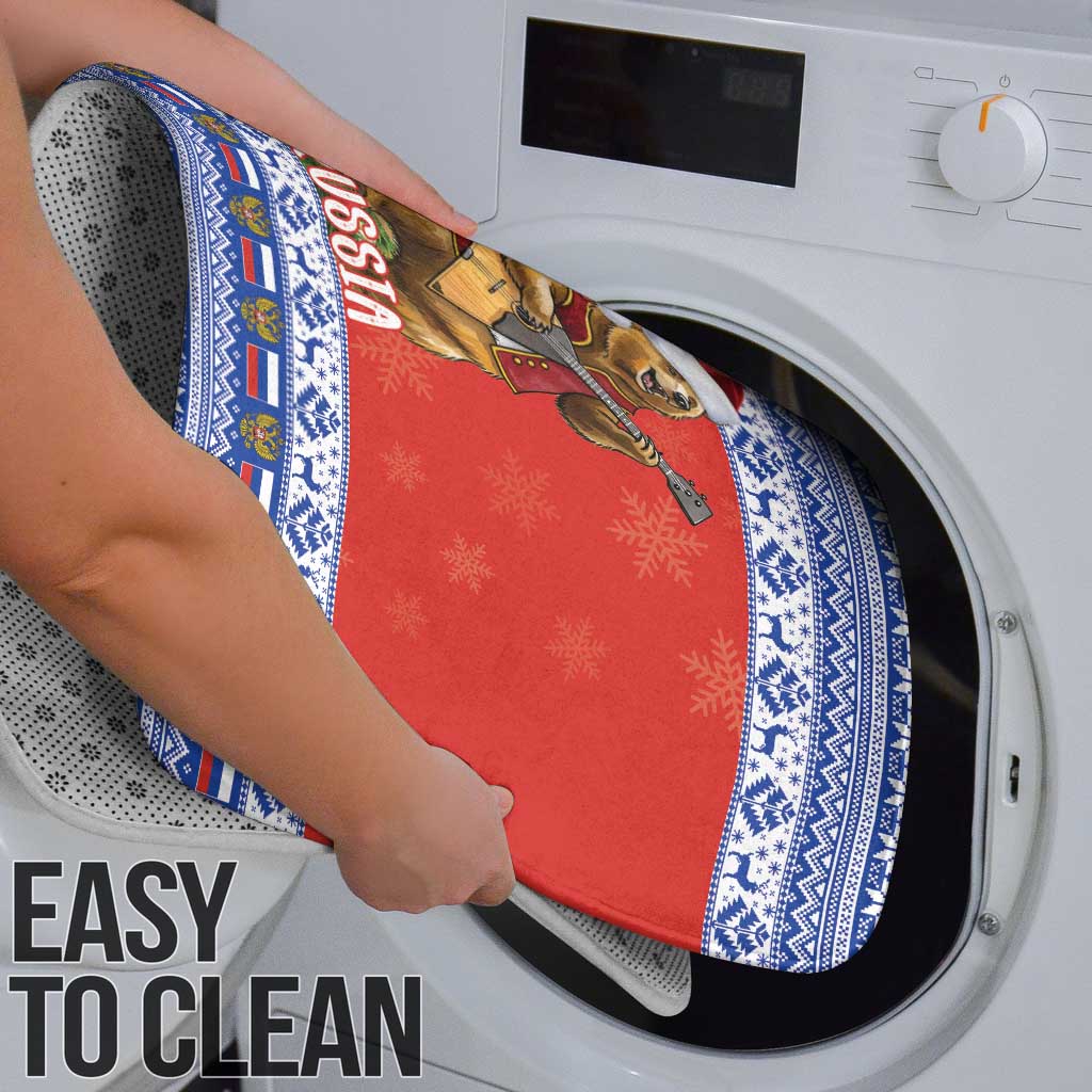 Russia Christmas Bathroom Set Brown Bear Playing Balalaika - Wonder Print Shop