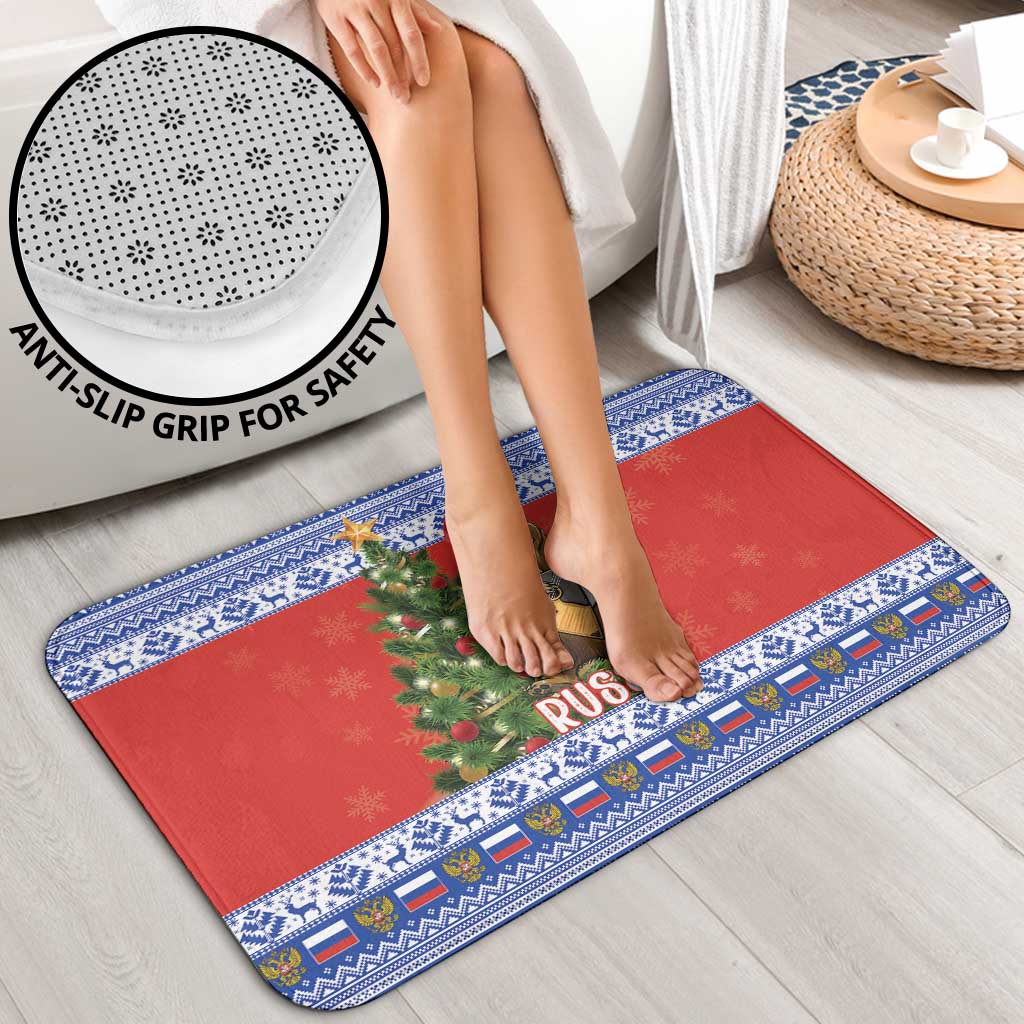 Russia Christmas Bathroom Set Brown Bear Playing Balalaika - Wonder Print Shop