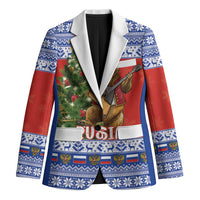Russia Christmas Blazer Brown Bear Playing Balalaika - Wonder Print Shop