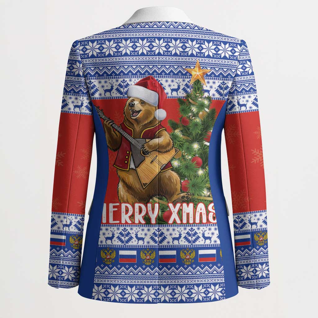 Russia Christmas Blazer Brown Bear Playing Balalaika - Wonder Print Shop