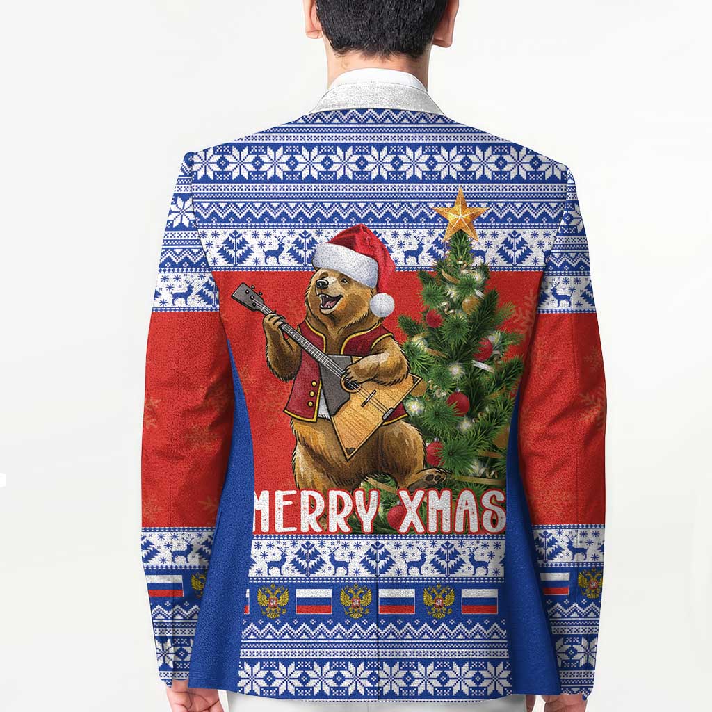 Russia Christmas Blazer Brown Bear Playing Balalaika - Wonder Print Shop