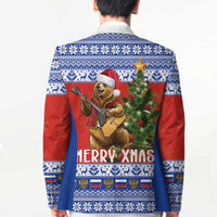 Russia Christmas Blazer Brown Bear Playing Balalaika - Wonder Print Shop