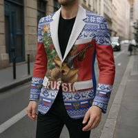 Russia Christmas Blazer Brown Bear Playing Balalaika - Wonder Print Shop